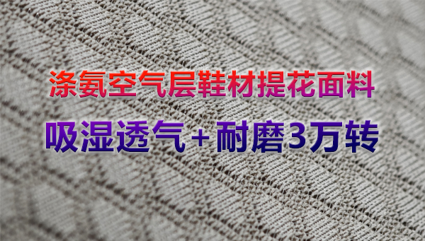 涤氨空气层鞋材提花面料，做吸湿透气加耐磨3万转