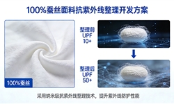 100%蚕丝面料，抗紫外线整理UPF从10+做到50+开发方案
