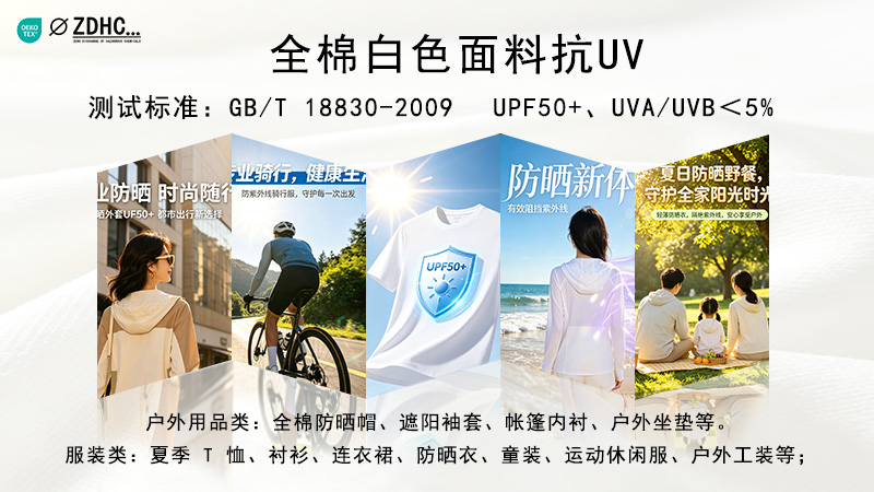 全棉白色面料防晒：UPF50+抗紫外线解决方案