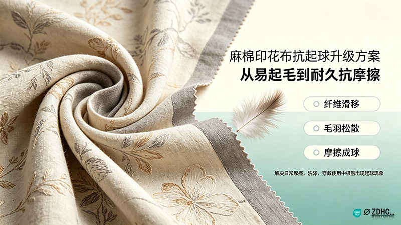 麻棉印花布抗起球起毛3-4级解决方案