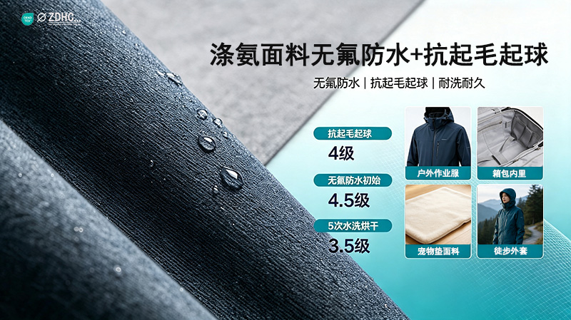 涤氨面料无氟防水+抗起毛起球解决方案