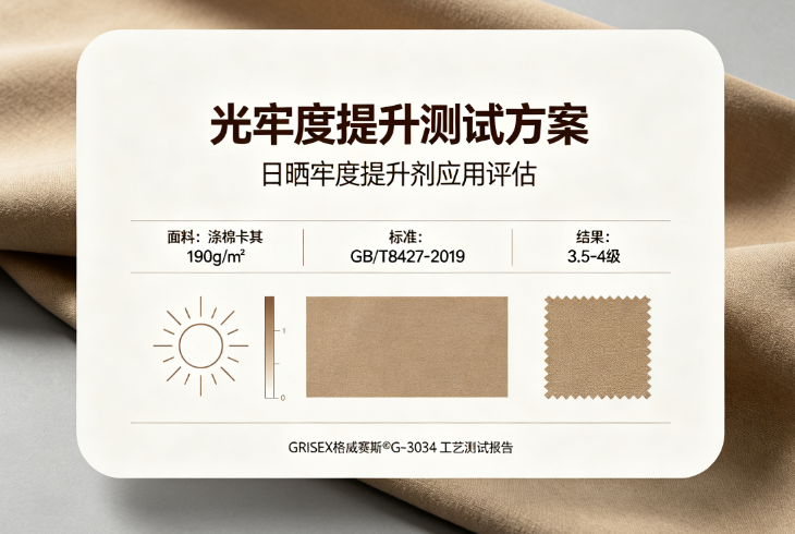 涤棉卡其色梭织面料光牢度提升1级解决方案