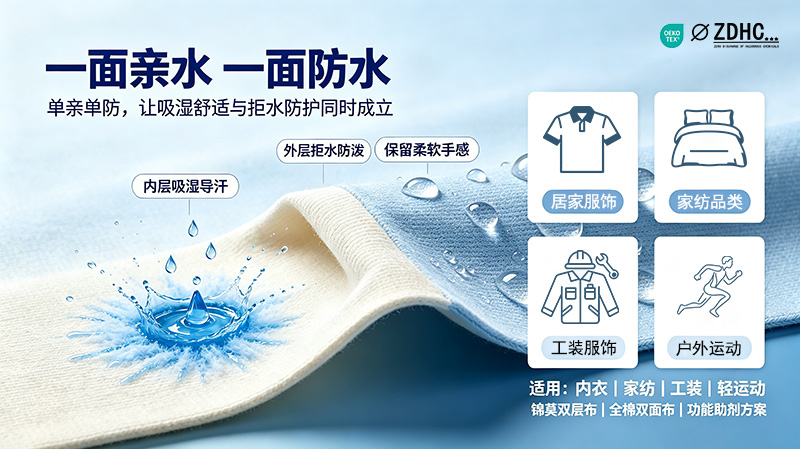 单亲单防功能整理：面料“亲水”与“拒水”解锁差异化面料新价值