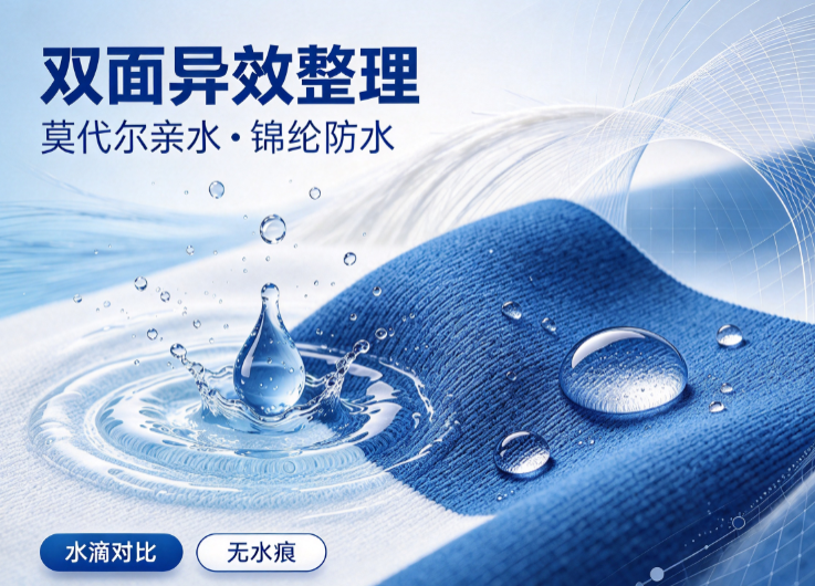 双面异效（莫代尔亲水 + 锦纶防水）面料防痕整理方案