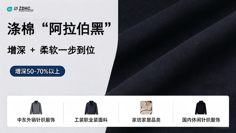 涤棉“阿拉伯黑” | 增深 + 柔软一步到位，增深 50-70%